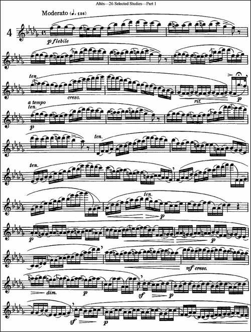 阿尔泰斯26首精选长笛练习曲-NO.4-长笛五线谱|长笛谱