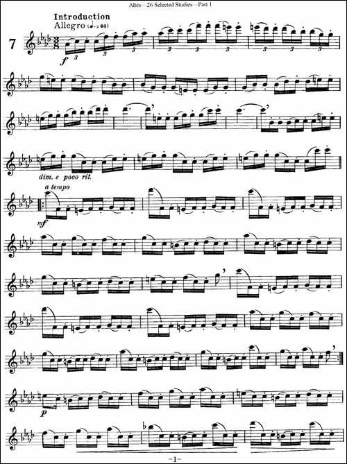 阿尔泰斯26首精选长笛练习曲-NO.7-长笛五线谱|长笛谱
