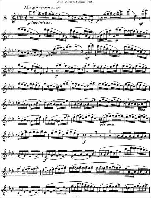 阿尔泰斯26首精选长笛练习曲-NO.8-长笛五线谱|长笛谱
