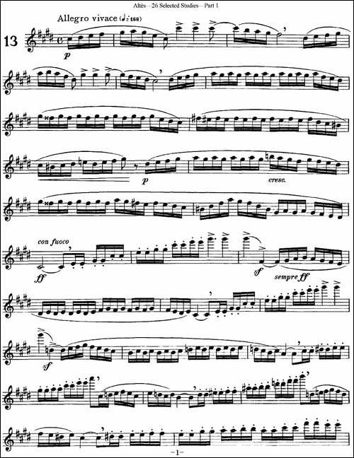 阿尔泰斯26首精选长笛练习曲-NO.13-长笛五线谱|长笛谱
