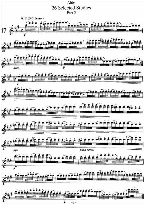 阿尔泰斯26首精选长笛练习曲-NO.17-长笛五线谱|长笛谱