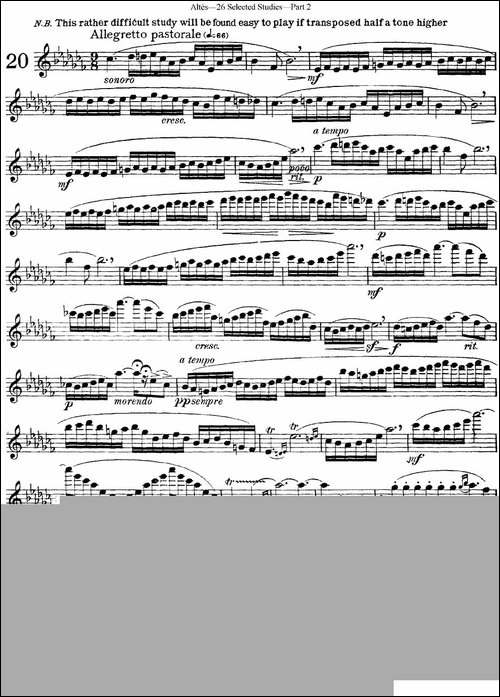阿尔泰斯26首精选长笛练习曲-NO.20-长笛五线谱|长笛谱