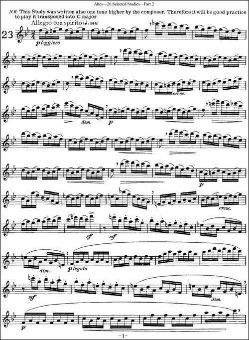 阿尔泰斯26首精选长笛练习曲-NO.23-长笛五线谱|长笛谱