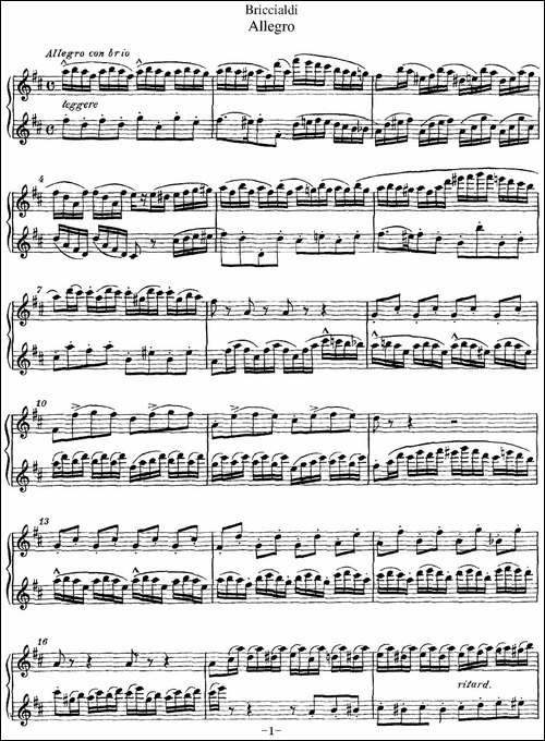 博瑞西亚第长笛二重奏-Allegro-长笛五线谱|长笛谱