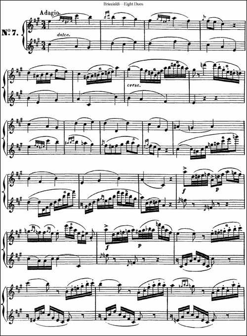 8首博瑞西亚第长笛二重奏-NO.7-长笛五线谱|长笛谱