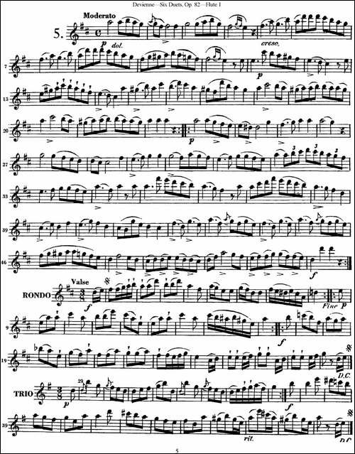 德维埃纳六个长笛二重奏小段Op.82——Flute-1--长笛五线谱|长笛谱