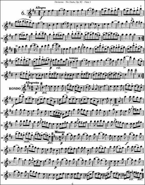 德维埃纳六个长笛二重奏小段Op.82——Flute-1--长笛五线谱|长笛谱