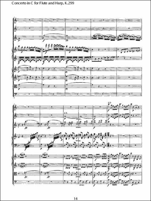 C调长笛与竖琴协奏曲,-K.299-长笛五线谱|长笛谱