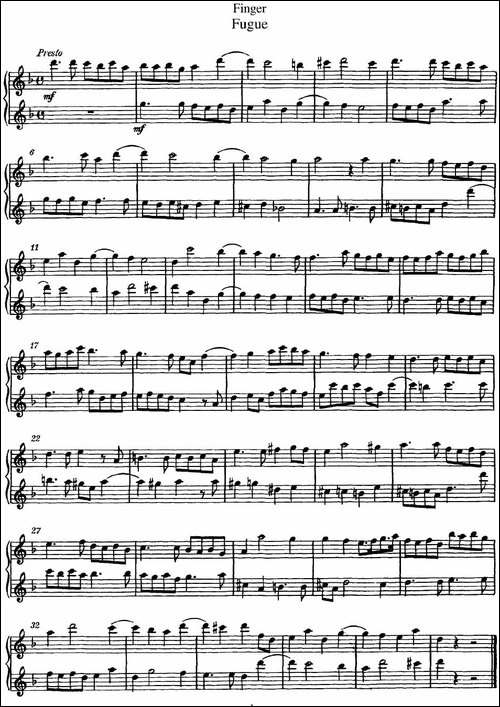 芬格长笛二重奏-Fugue-长笛五线谱|长笛谱