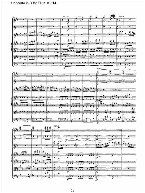 Concerto-in-D-for-Flute,-K.314-D调长笛协奏-长笛五线谱|长笛谱