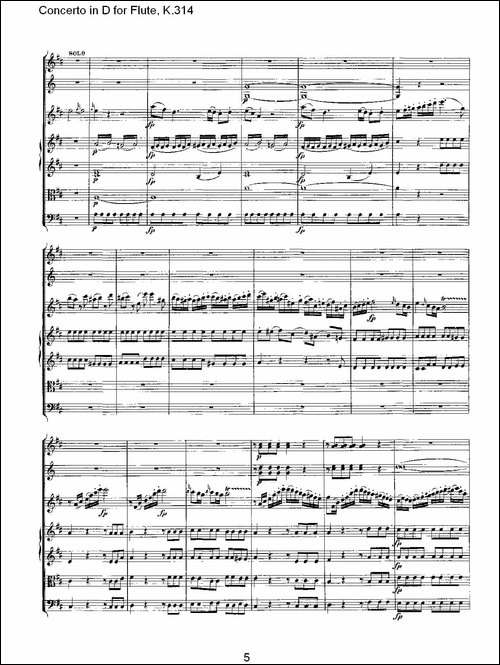 Concerto-in-D-for-Flute,-K.314-D调长笛协奏-长笛五线谱|长笛谱