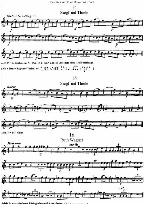 斯勒新老风格长笛练习重奏曲-第一-NO.14-NO.16-长笛五线谱|长笛谱