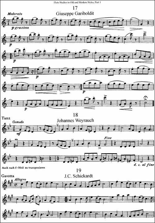 斯勒新老风格长笛练习重奏曲-第一-NO.17-NO.21-长笛五线谱|长笛谱