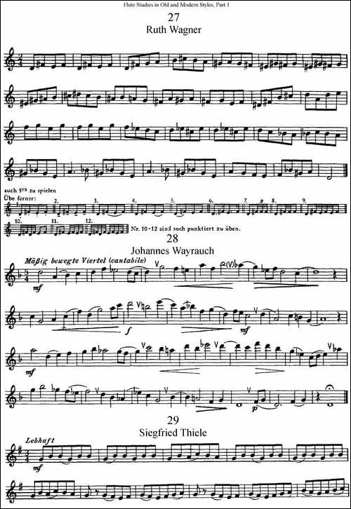 斯勒新老风格长笛练习重奏曲-第一-NO.27-NO.31-长笛五线谱|长笛谱