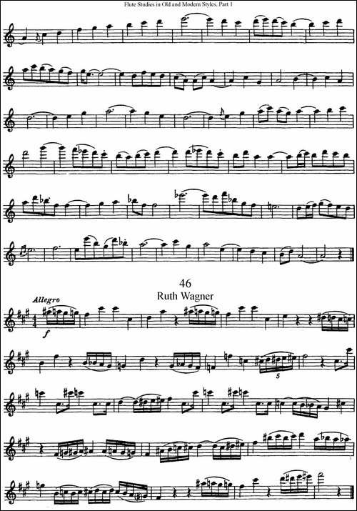 斯勒新老风格长笛练习重奏曲-第一-NO.43-NO.46-长笛五线谱|长笛谱