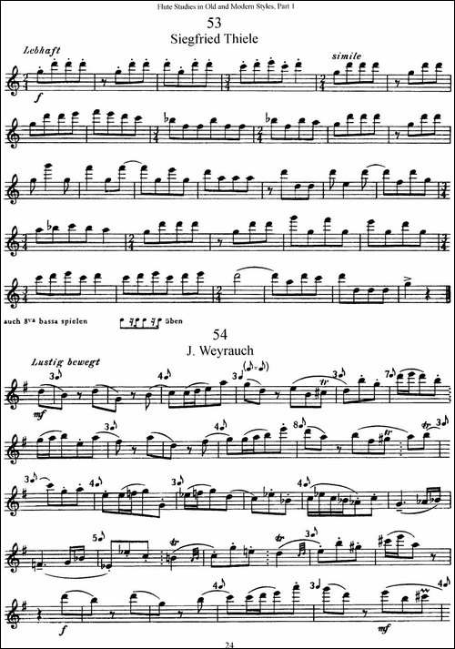 斯勒新老风格长笛练习重奏曲-第一-NO.53-NO.56-长笛五线谱|长笛谱