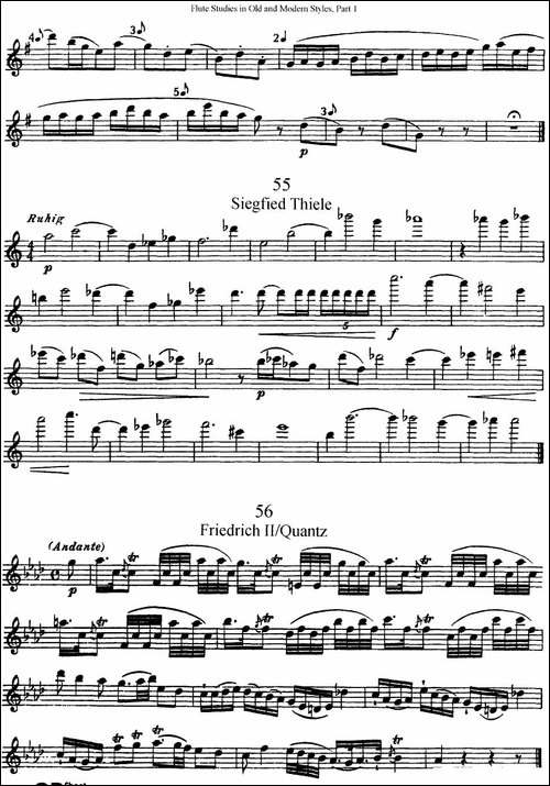 斯勒新老风格长笛练习重奏曲-第一-NO.53-NO.56-长笛五线谱|长笛谱