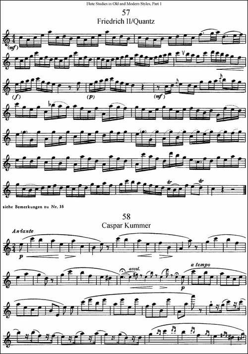 斯勒新老风格长笛练习重奏曲-第一-NO.57-NO.58-长笛五线谱|长笛谱