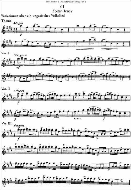 斯勒新老风格长笛练习重奏曲-第一-NO.61-NO.63-长笛五线谱|长笛谱