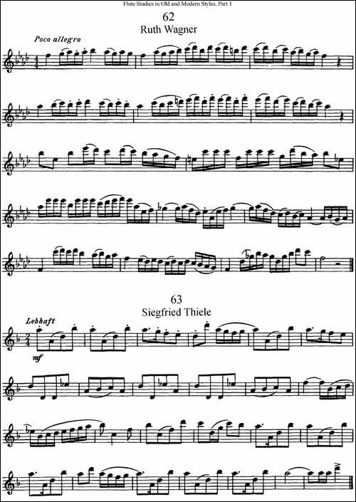 斯勒新老风格长笛练习重奏曲-第一-NO.61-NO.63-长笛五线谱|长笛谱