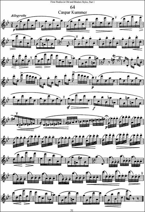 斯勒新老风格长笛练习重奏曲-第一-NO.64-长笛五线谱|长笛谱