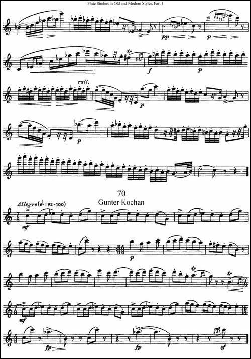 斯勒新老风格长笛练习重奏曲-第一-NO.68-NO.70-长笛五线谱|长笛谱