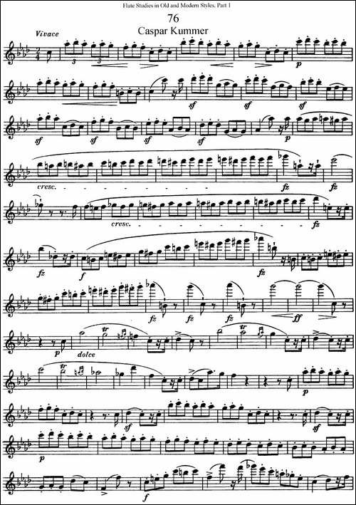 斯勒新老风格长笛练习重奏曲-第一-NO.76-NO.77-长笛五线谱|长笛谱