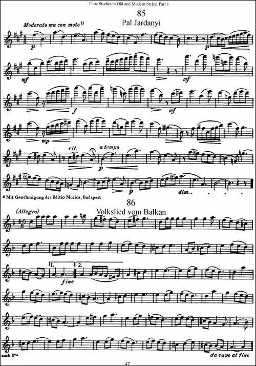 斯勒新老风格长笛练习重奏曲-第一-NO.85-NO.86-长笛五线谱|长笛谱