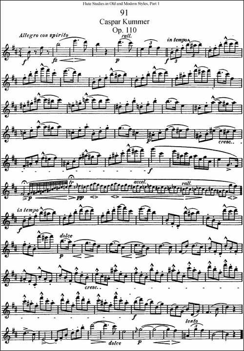 斯勒新老风格长笛练习重奏曲-第一-NO.91-长笛五线谱|长笛谱