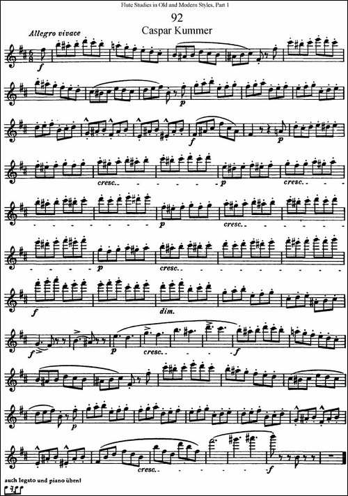 斯勒新老风格长笛练习重奏曲-第一-NO.92-长笛五线谱|长笛谱