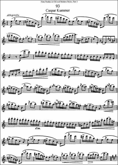 斯勒新老风格长笛练习重奏曲-第一-NO.93-NO.94-长笛五线谱|长笛谱