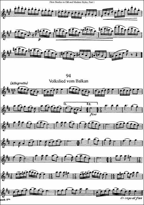 斯勒新老风格长笛练习重奏曲-第一-NO.93-NO.94-长笛五线谱|长笛谱