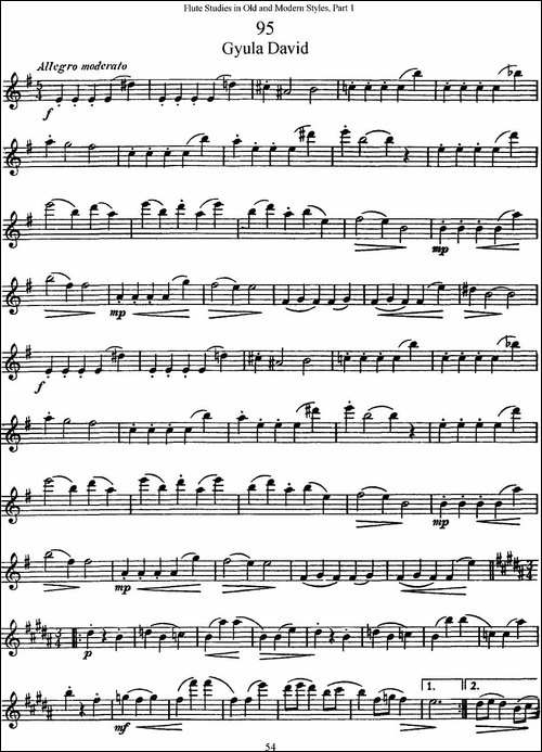 斯勒新老风格长笛练习重奏曲-第一-NO.95-NO.96-长笛五线谱|长笛谱