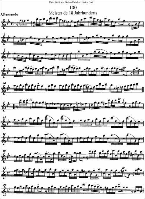 斯勒新老风格长笛练习重奏曲-第一-NO.100-NO.1-长笛五线谱|长笛谱