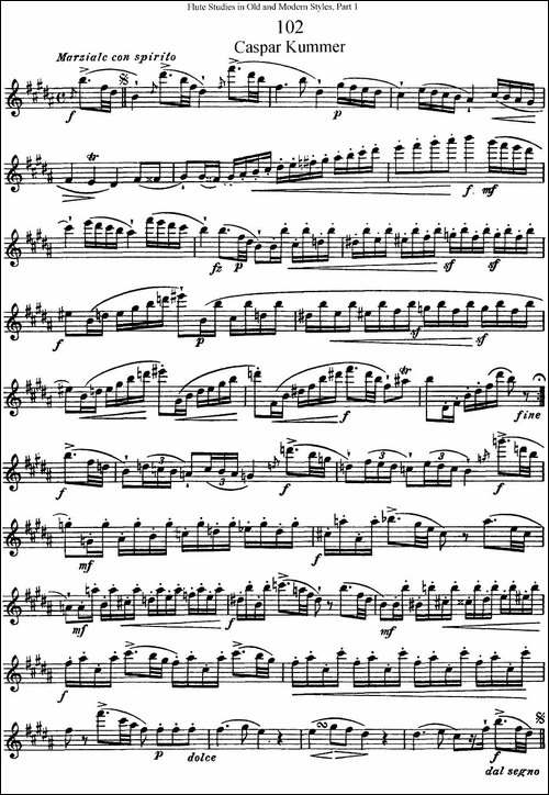 斯勒新老风格长笛练习重奏曲-第一-NO.102-NO.1-长笛五线谱|长笛谱