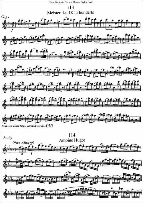斯勒新老风格长笛练习重奏曲-第一-NO.113-NO.1-长笛五线谱|长笛谱