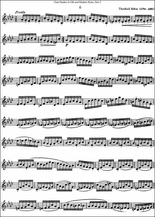 斯勒新老风格长笛练习重奏曲-第二-NO.6-长笛五线谱|长笛谱