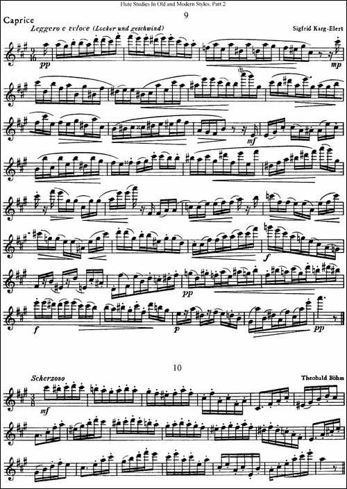 斯勒新老风格长笛练习重奏曲-第二-NO.9-NO.10-长笛五线谱|长笛谱