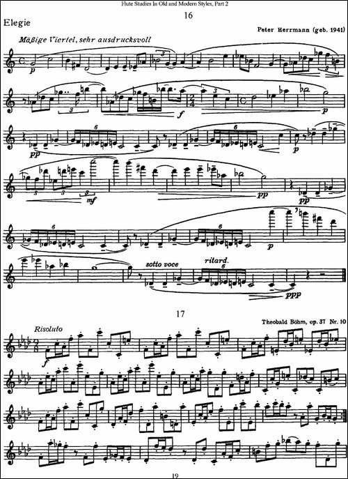 斯勒新老风格长笛练习重奏曲-第二-NO.16-NO.17-长笛五线谱|长笛谱