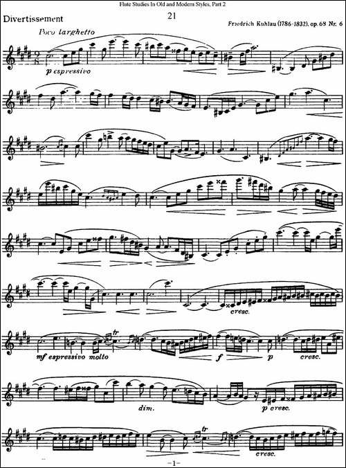 斯勒新老风格长笛练习重奏曲-第二-NO.21-长笛五线谱|长笛谱