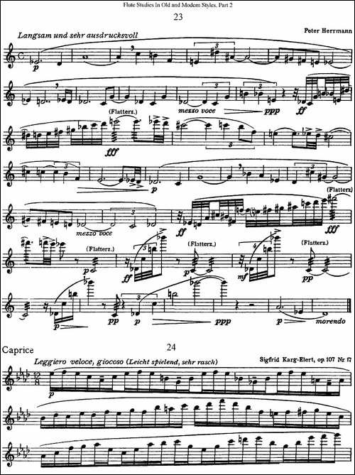 斯勒新老风格长笛练习重奏曲-第二-NO.23-NO.24-长笛五线谱|长笛谱