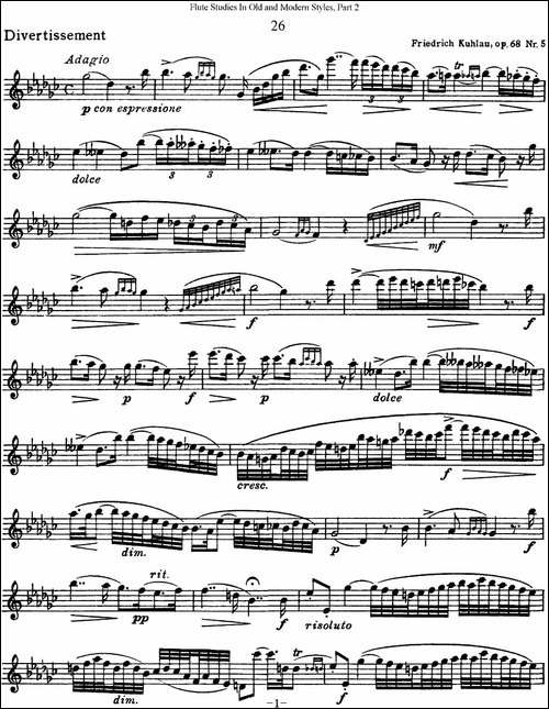 斯勒新老风格长笛练习重奏曲-第二-NO.26-长笛五线谱|长笛谱