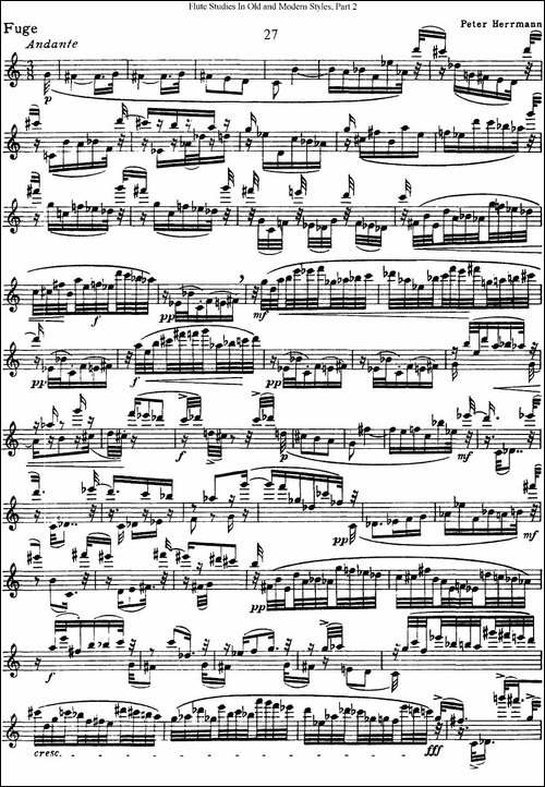 斯勒新老风格长笛练习重奏曲-第二-NO.27-NO.28-长笛五线谱|长笛谱