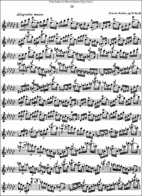 斯勒新老风格长笛练习重奏曲-第二-NO.36-长笛五线谱|长笛谱