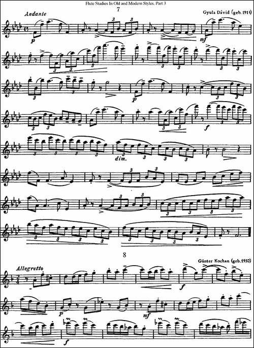 斯勒新老风格长笛练习重奏曲-第三-NO.7-NO.10-长笛五线谱|长笛谱