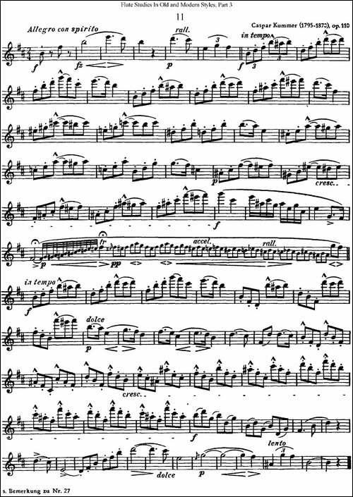斯勒新老风格长笛练习重奏曲-第三-NO.11-长笛五线谱|长笛谱