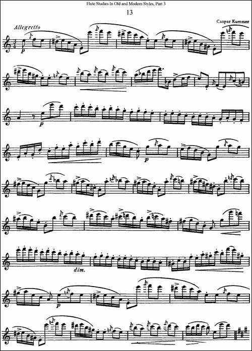 斯勒新老风格长笛练习重奏曲-第三-NO.13-NO.14-长笛五线谱|长笛谱