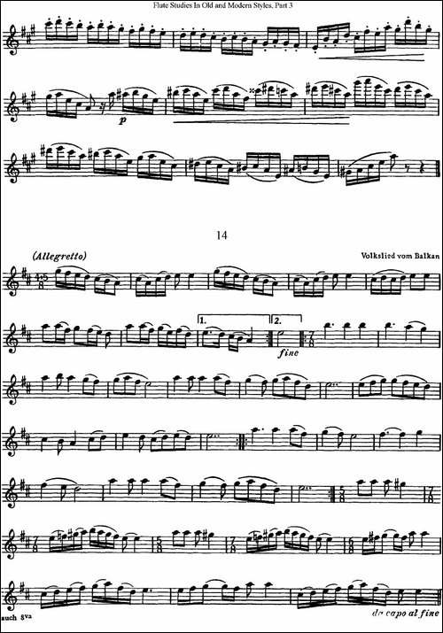 斯勒新老风格长笛练习重奏曲-第三-NO.13-NO.14-长笛五线谱|长笛谱