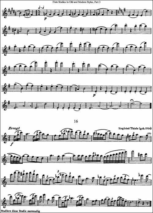 斯勒新老风格长笛练习重奏曲-第三-NO.15-NO.16-长笛五线谱|长笛谱