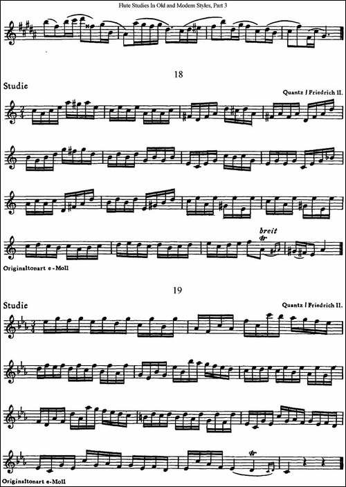 斯勒新老风格长笛练习重奏曲-第三-NO.17-NO.19-长笛五线谱|长笛谱